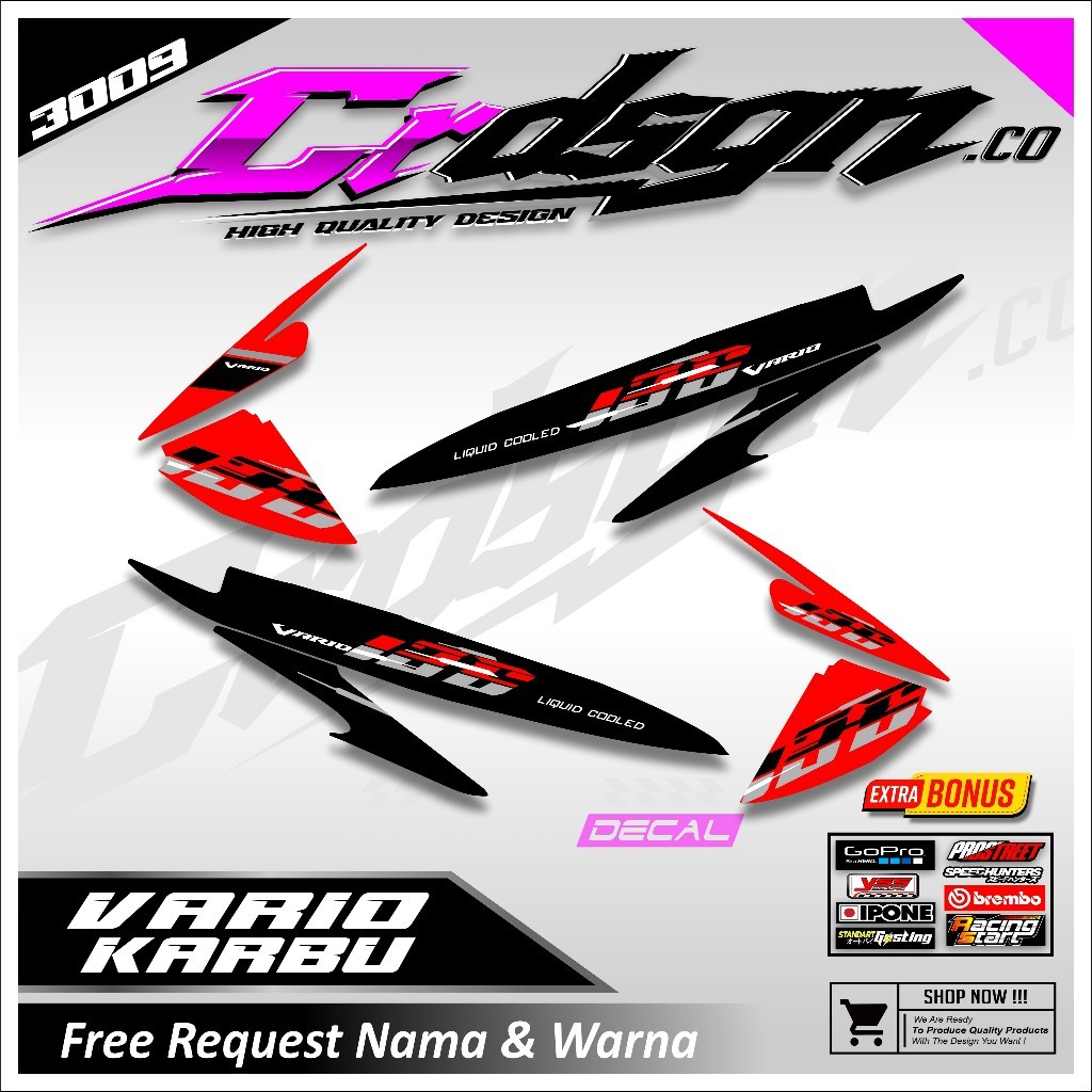 Striping Vario 110 Karbu Motif Vietnam Style Setriping Setiker Sticker Motor Vario Karbu 110 Terlari
