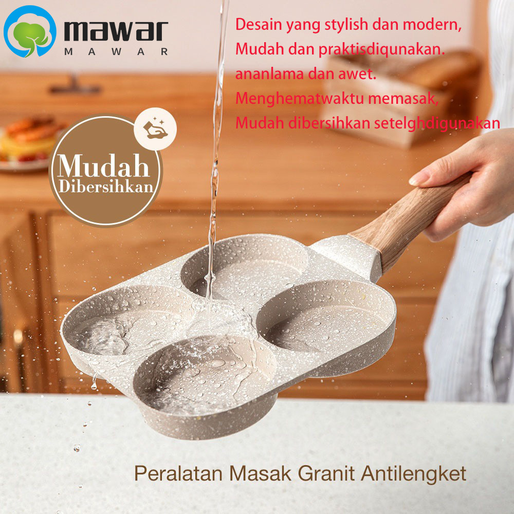 Panci anti lengket Panci Wajan Telur/Pancake/4 Lubang Anti Lengket wajan kecil cekung anti lengket