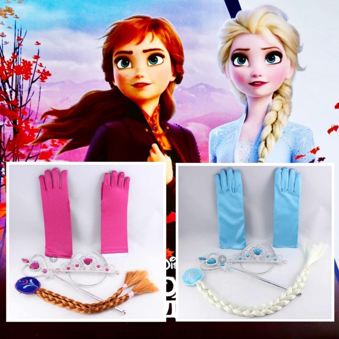 ✨LARIS✨ -Princess Anna Elsa Frozen Dress Costume | Baju Kostum Putri Anak 1 - Mahkota Pink