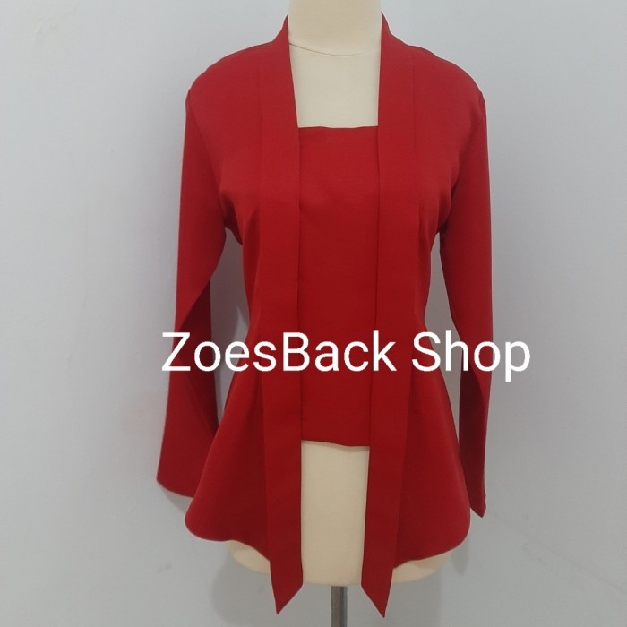 

✨LARIS✨ -Kebaya Kutu Baru Polos (Balotelli) Lengan Panjang - Merah, M