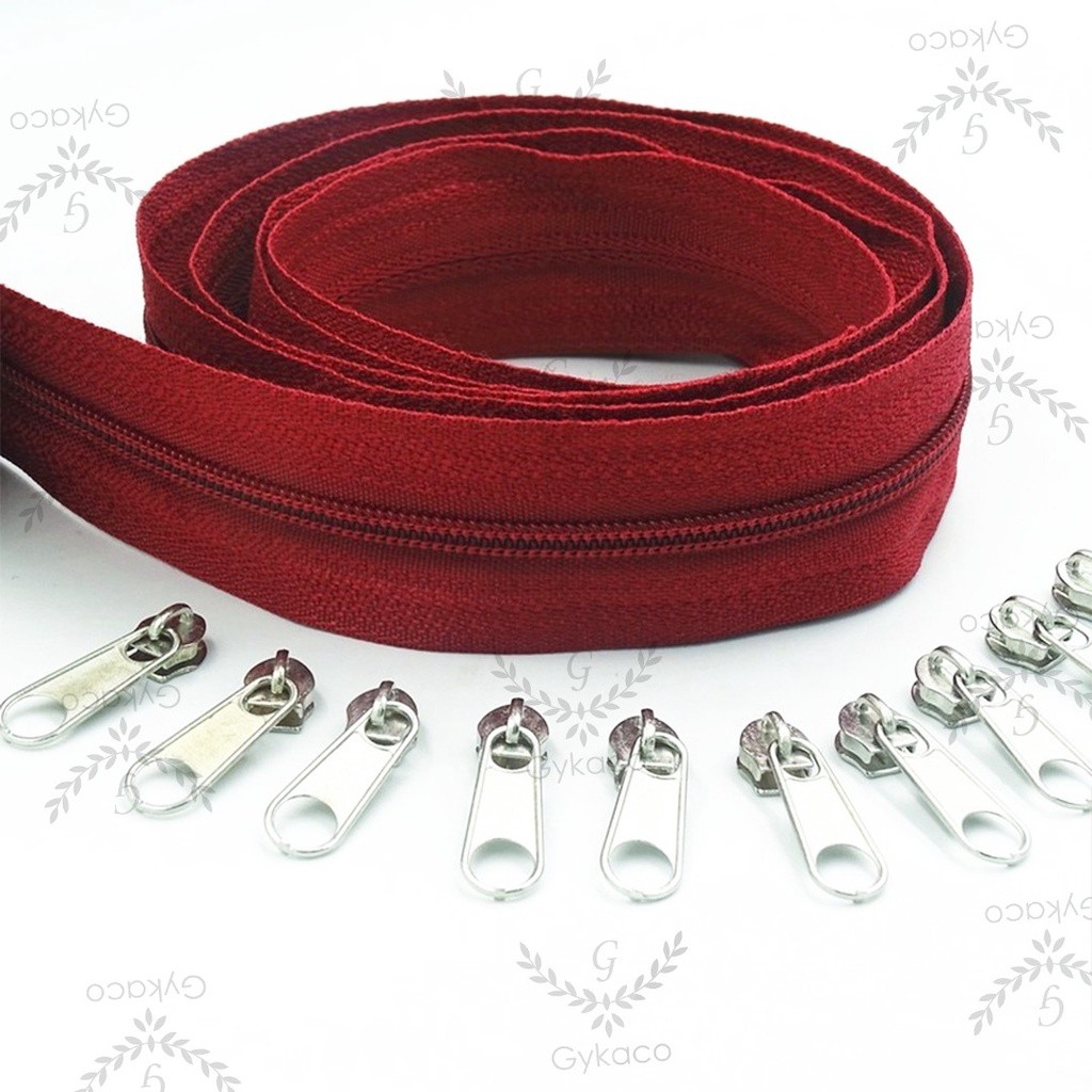 Asesoris Tas Daun Resleting Nilon (2 Arah) PLASTIK VISLON No. 5 (1031 Maroon) - Aksesoris (IMPORT)