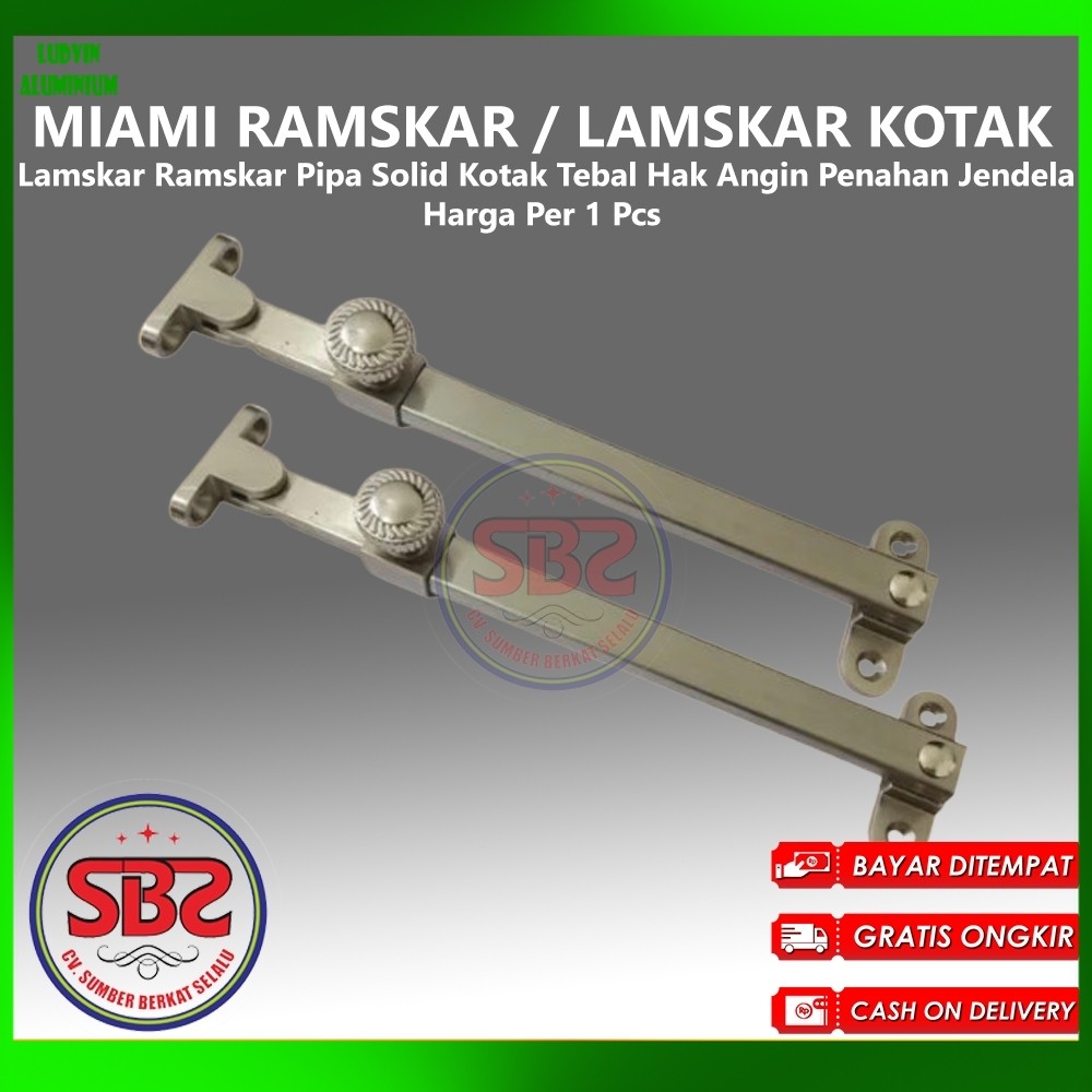 MIAMI Lamskar Ramskar Kotak Solid Tebal Hak Angin Penahan Jendela