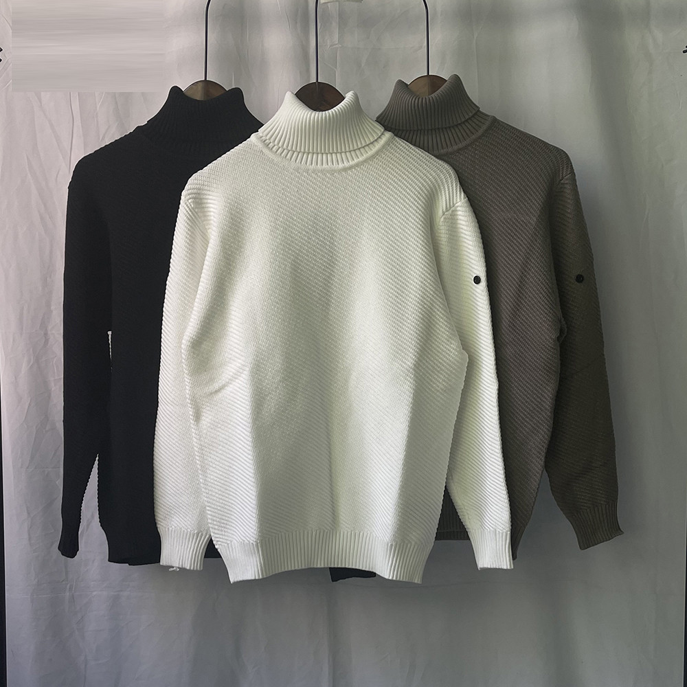 

High Quality Turtleneck Sweaters Men Sleeve Cross Embroidery Knitted Sweaters Men Women Badge Pullovers Men