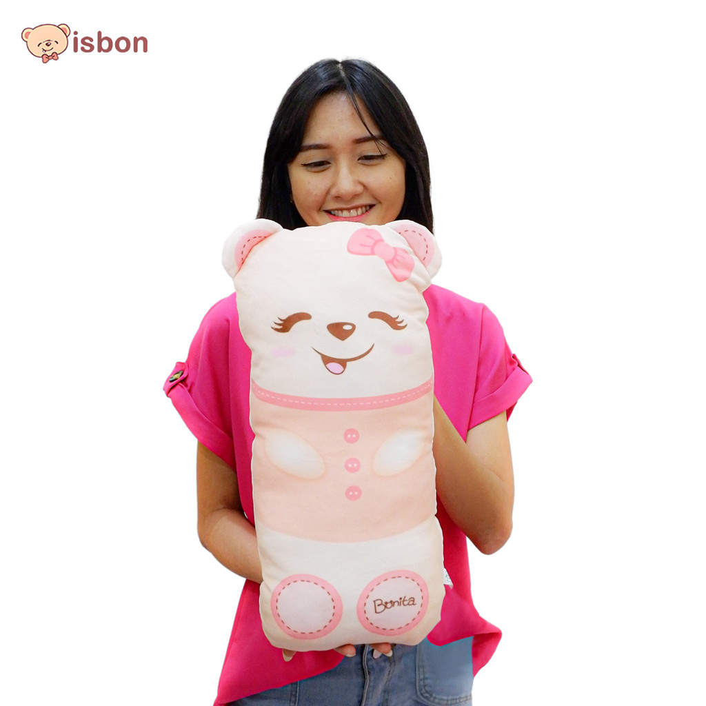 Boneka Bantal Guling Kecil Mini Bolster Karakter Beruang Bear Bonita Bahan Halus Lembut Aman Untuk A