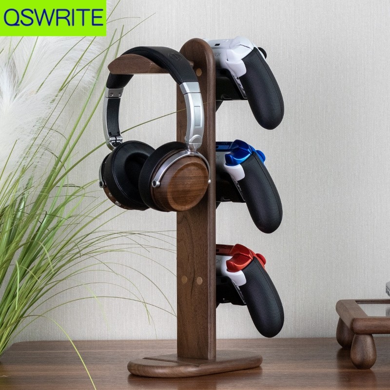 solid walnut wood PS5 controller rack headphone holder  Xbox PS5 game controller rack professional p