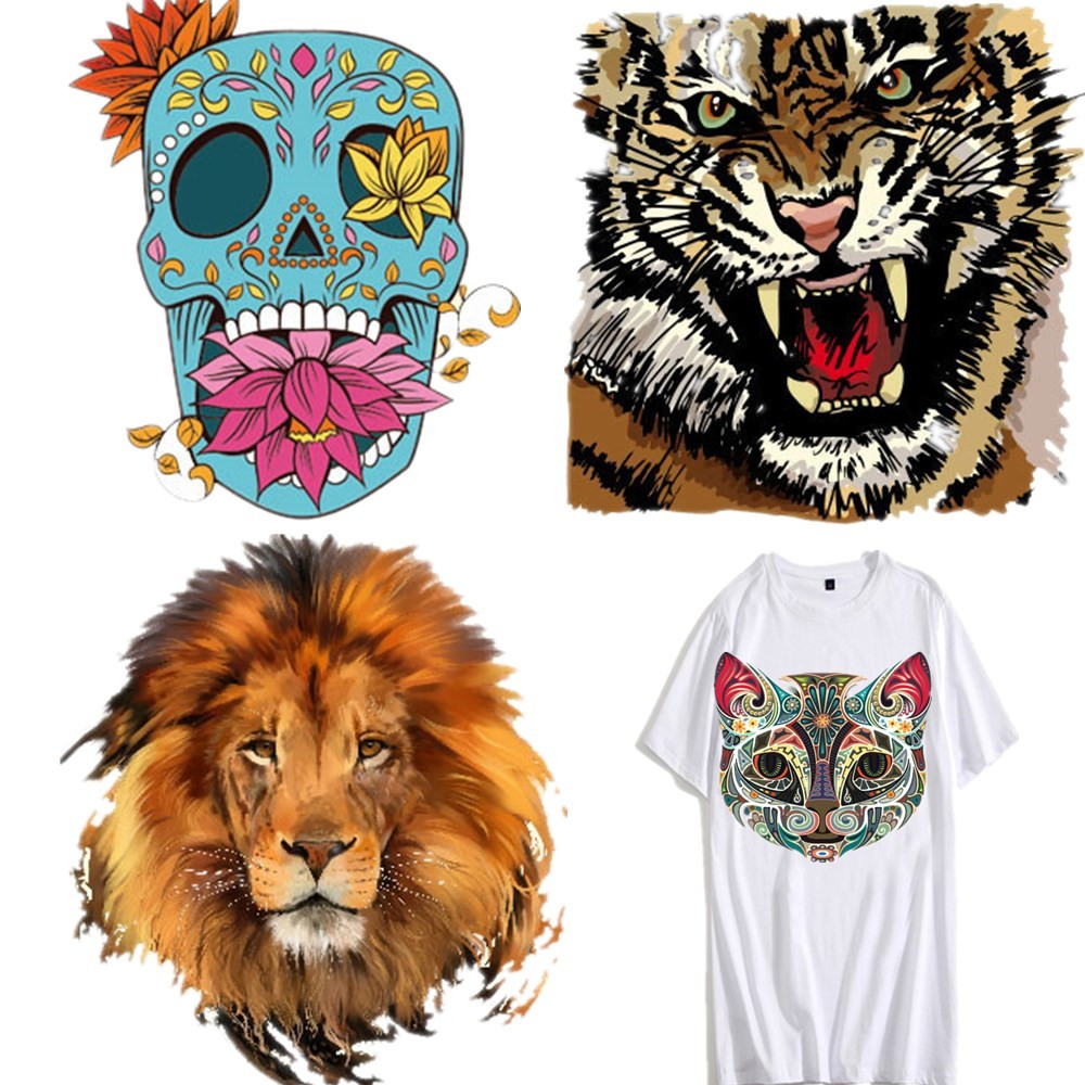 

Iron on Patches for Clothes Thermo Transfer Sticker on Clothes Boy Girl T-shirt DIY Custom Magic Sticker Lion Animal D