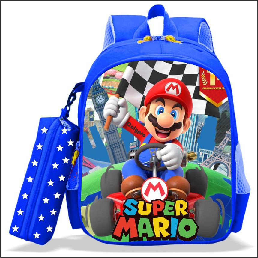Inilah Diskon  promo Tas Ransel Anak Sekolah Laki-Laki Karakter SUPER MARIO Premium Bonus Tempat Pen
