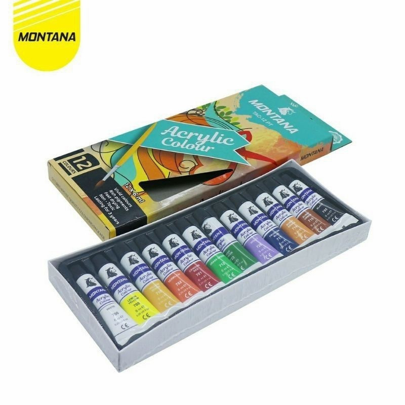 

Cat Akrilik Montana Set 12 Warna TAC-12PT Cat Acrylic Montana Acrilyc Colour 12 Ukuran 12x6ml SHABQ