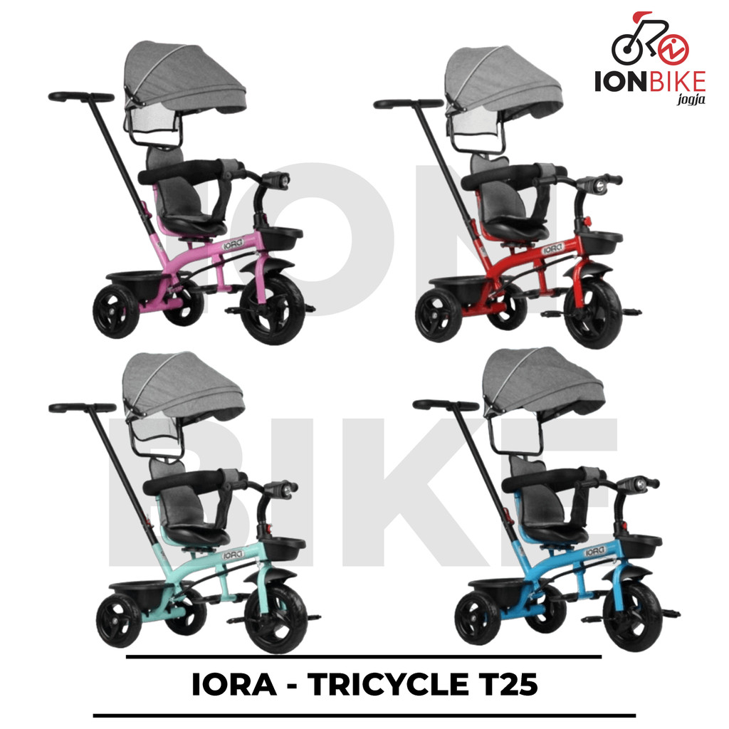Sepeda Anak Roda Tiga PMB Iora T25 Kursi Putar Tricycle Roda 3 Baby Mainan Musik Dorong Pengaman Kur