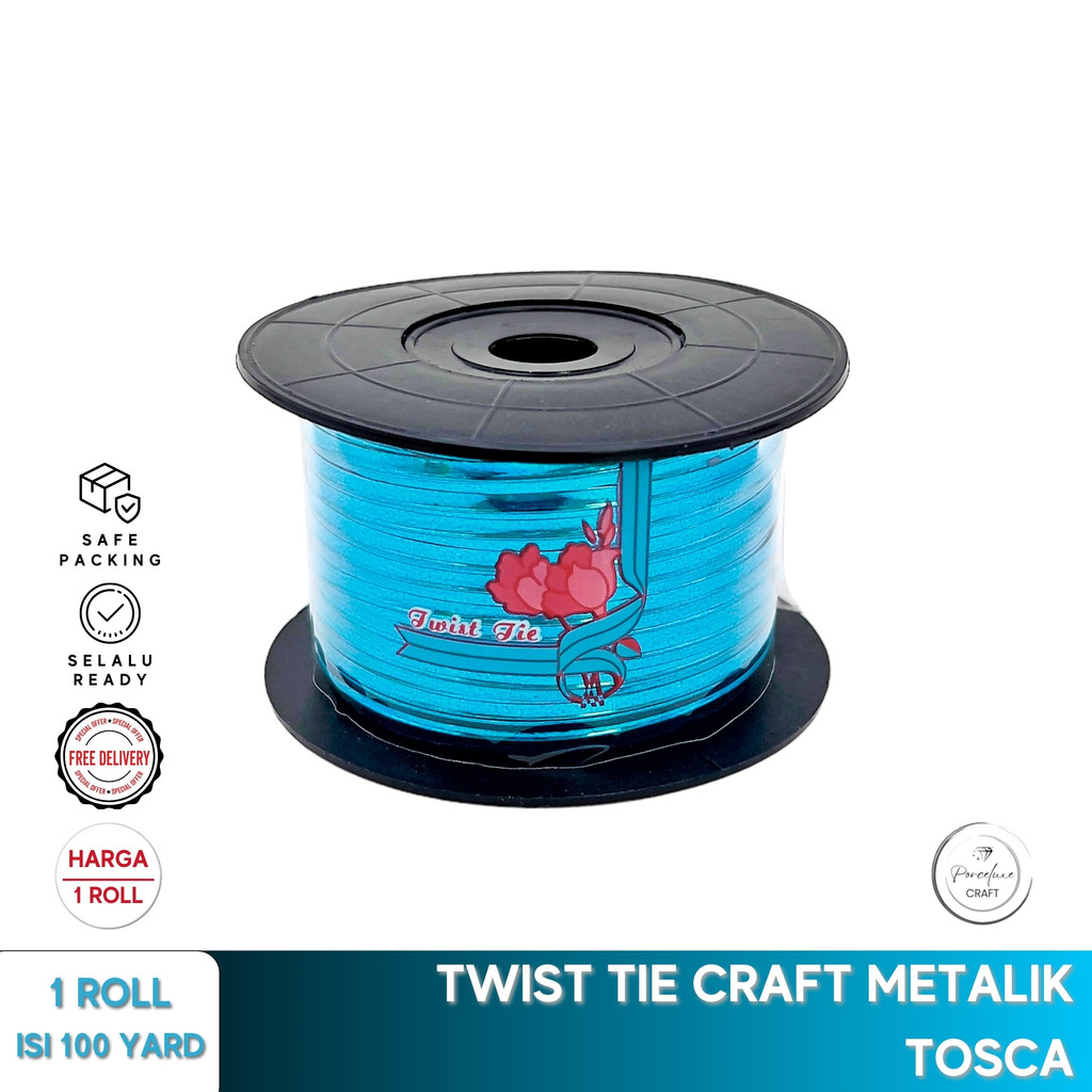 

DIY Tali Kawat Metalik 1 Roll 100 Yard Tosca Twist Tie Metalic Plastik Art Craft Kraft Kerajinan Tangan Pita Pengikat Souvenir Kado Bingkisan Tosca Parcel Parsel Hang Tag