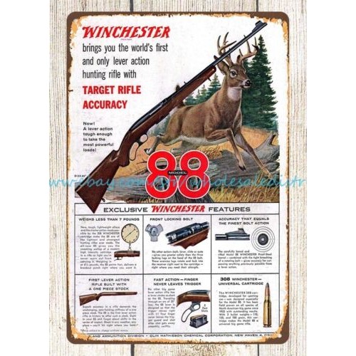 1955 Winchester Model 88 Firearm gun rifle Deer Hunting metal tin sign