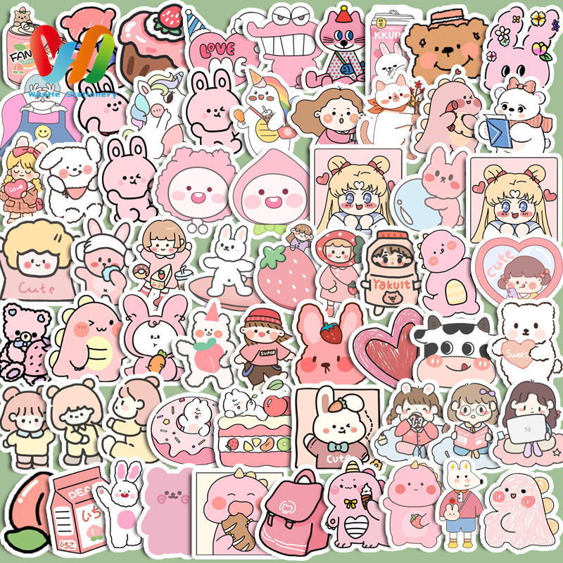 

90pcs stiker Beruang Pink yang Lucu - Lucu DIY untuk komputer, washi, scrapbooking, laptop, alat tulis, seni, dan kerajinan.