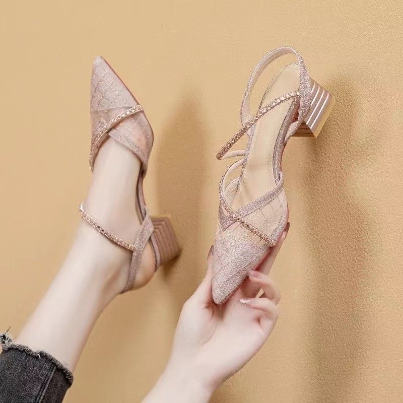 HS Sepatu hak tinggi wanita high heels elegan tinggi hak 5 cm terbaru S-27 kekinian