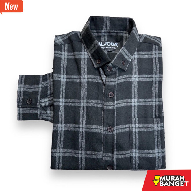 kemeja kotak kotak cowok ALJOSA Kemeja Flanel Pria Lengan Panjang Hem Flannel Baju Cowok Motif Kotak