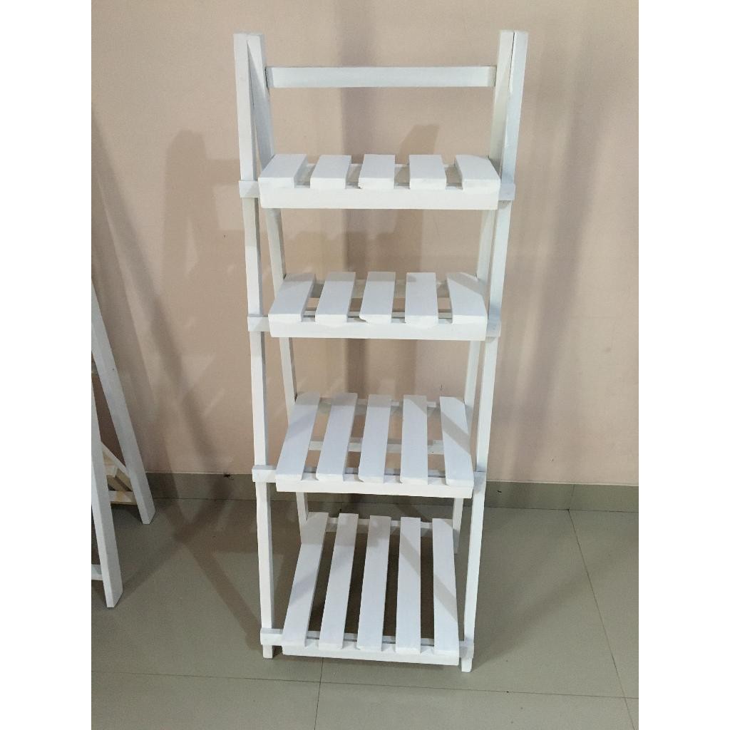 Rak pot bunga kayu standing pot bunga rak pot bunga 4 susun bahan kayu solid