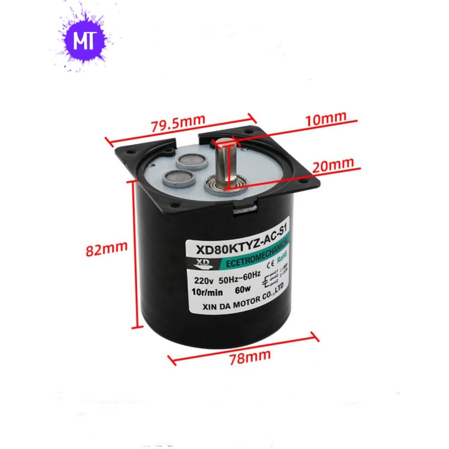 Motor Gearbox 80KTYZ 80W 50 RPM 60 80 110RPM (8095) - 50Rpm/Min