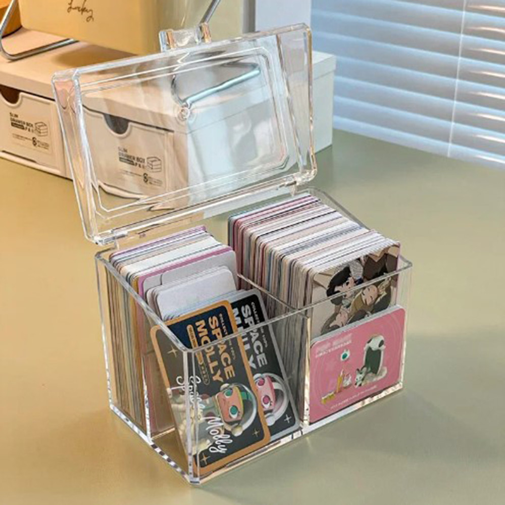 

Kpop Photocard Storage Box Transparent Acrylic Photo Card Organizer Compartment Flip Box Card Case Protector Container Korean