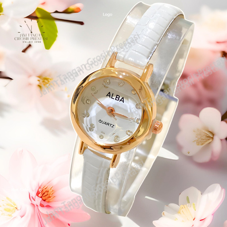 Jam Tangan Wanita  kecil Fashion Kulit Asli Memotong kaca, banyak bor permukaan 2025 Cewek