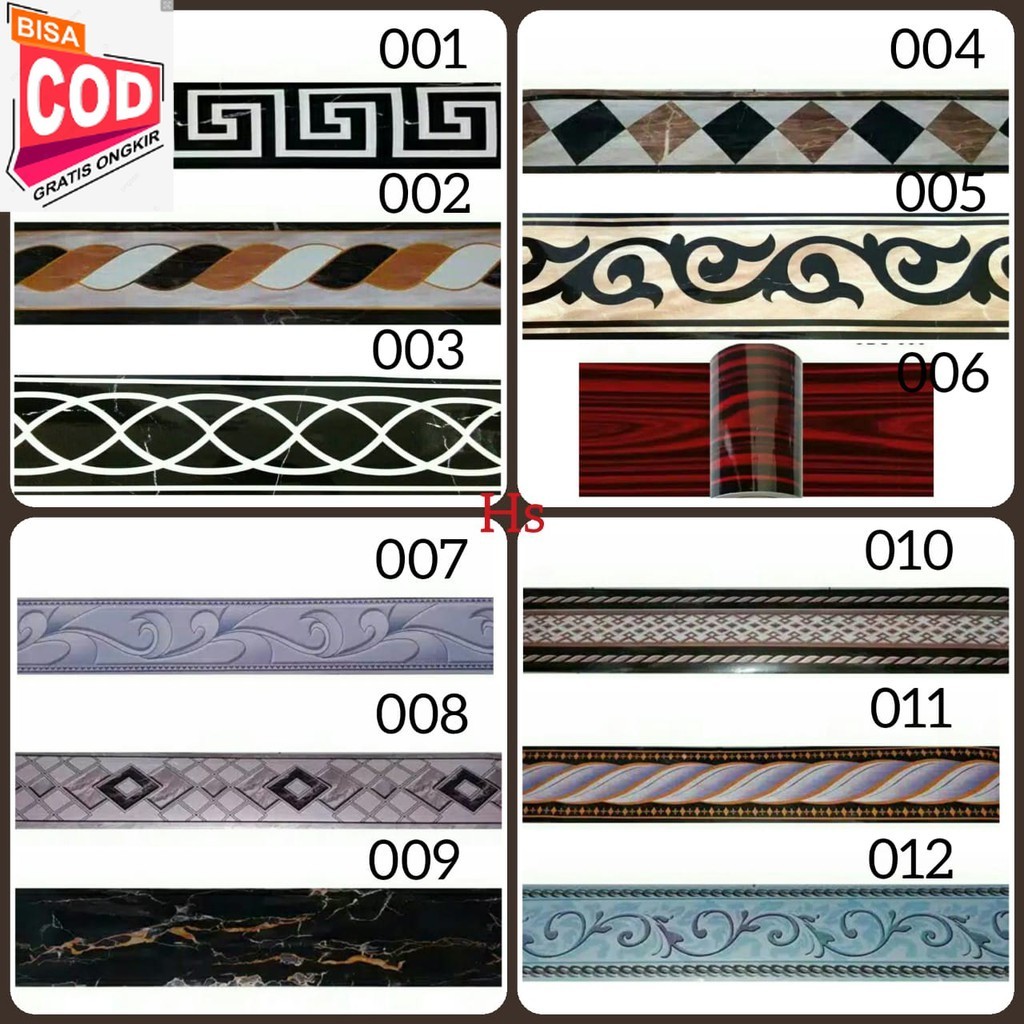 WALLPAPER STICKER LANTAI BORDER LIST MARMER GRANIT 001,002,003,004,005,006,007,008,009,010,011 ,012 