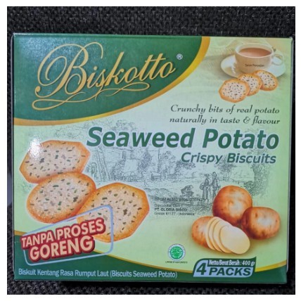 

Paket Biskotto Potato Crispy Seaweed 360gr x 3Box /Biscuit Gift Pack Lebaran