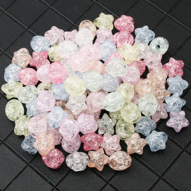 

50-100pcs/Lot 12x10mm Cute Star Crackle Beads Loose Spacer Acrylic Beads For Jewelry Making Charm Beads DIY Bracelets Necklaces