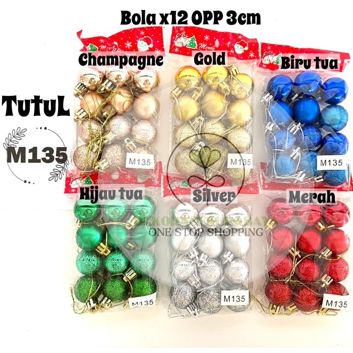 

Hiasan Natal isi 12pc / Dekorasi natal bola 3cm 12pc - M135 TUTUL, Champagne