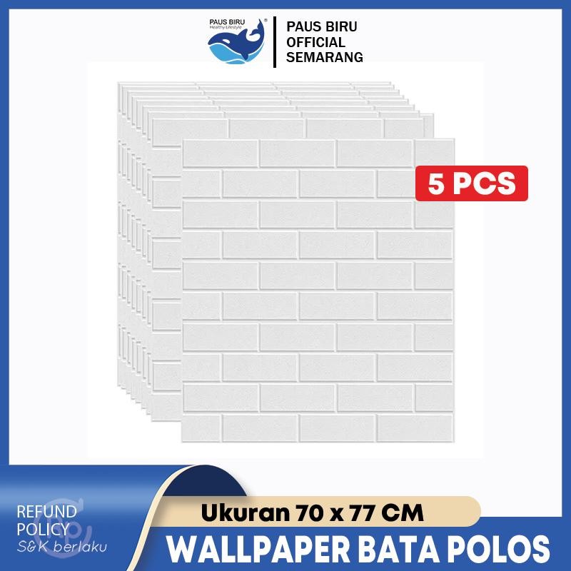 Paus Biru - Paket 5 Pcs  Wallpaper Dinding Polos 3D Foam Bata Wallsticker 77X70CM / Wallpaper Foam B