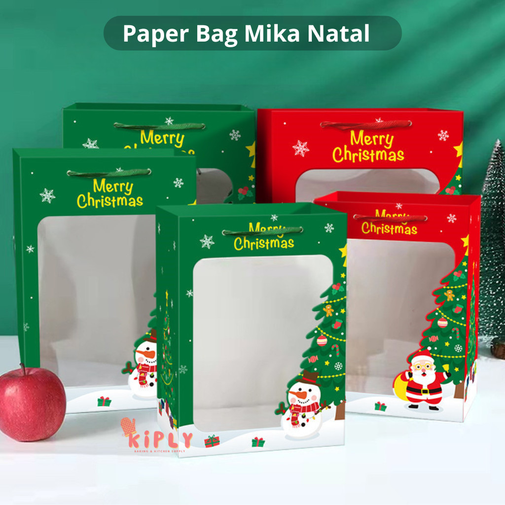 

Paper Bag Mika Natal/Tentengan Mika Transparan Merry Christmas