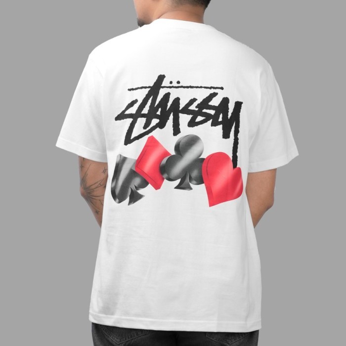 Kaos Oversize STUSSY Suits White Tshirt - ORI - M