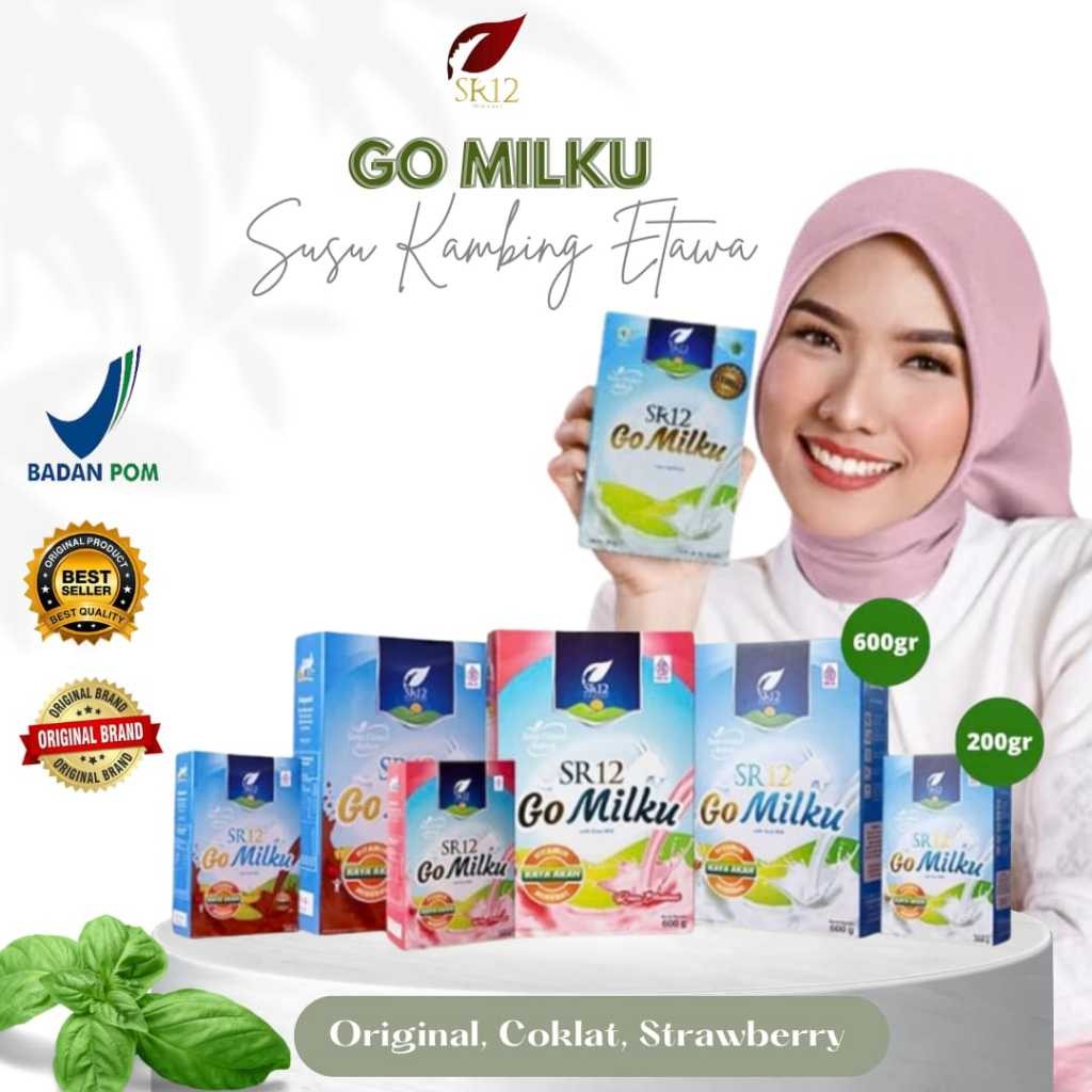 

( COD) SR12 GO MILKU 600Gr dan 200Gr BPOM Susu Kambing Etawa Bubuk