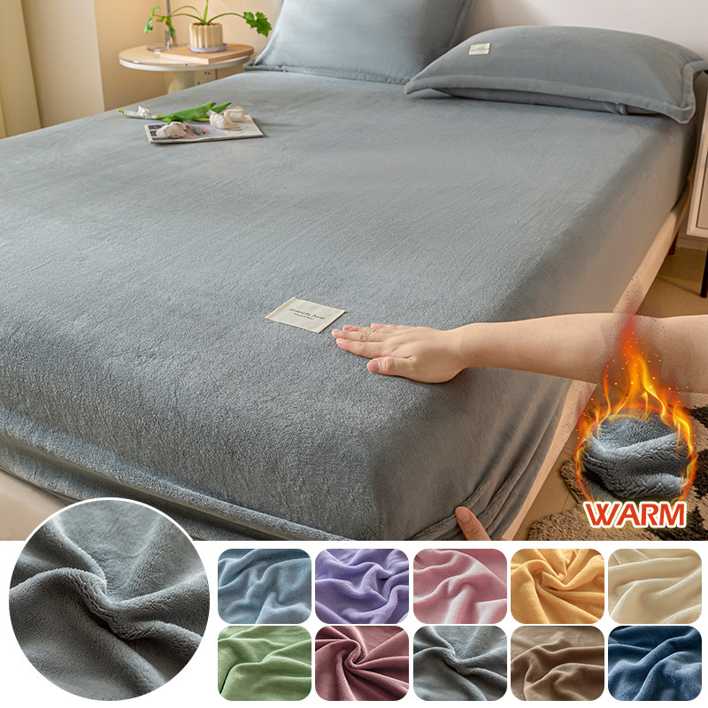 

Milk Velvet Bed Sheet Skin-friendly Bed Cover Winter Soft High-quality Family Elastic Washable Mattress Cover Double Bed Sheets