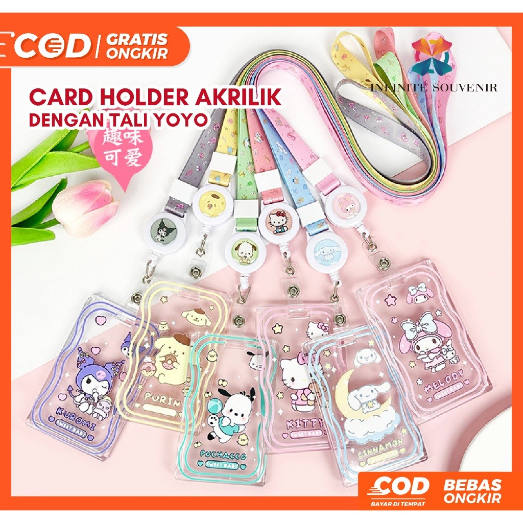 

(N017) ID Card Holder Tali Yoyo / Tempat Kartu dengan Tali Lanyard Yoyo Bisa ditarik hingga 45 cm / Name Tag Kartu Identitas dengan Tali Gantung Variasi Sanrio / Hello Kitty / Pompompurin / Pochacco / My Melody / Cinnamorol