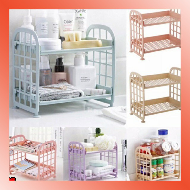 LAMMORO > RK01 Rak Meja 2 TINGKAT Rak MINI Rak Make Up Kecil Dapur Kamar Mandi 42A3