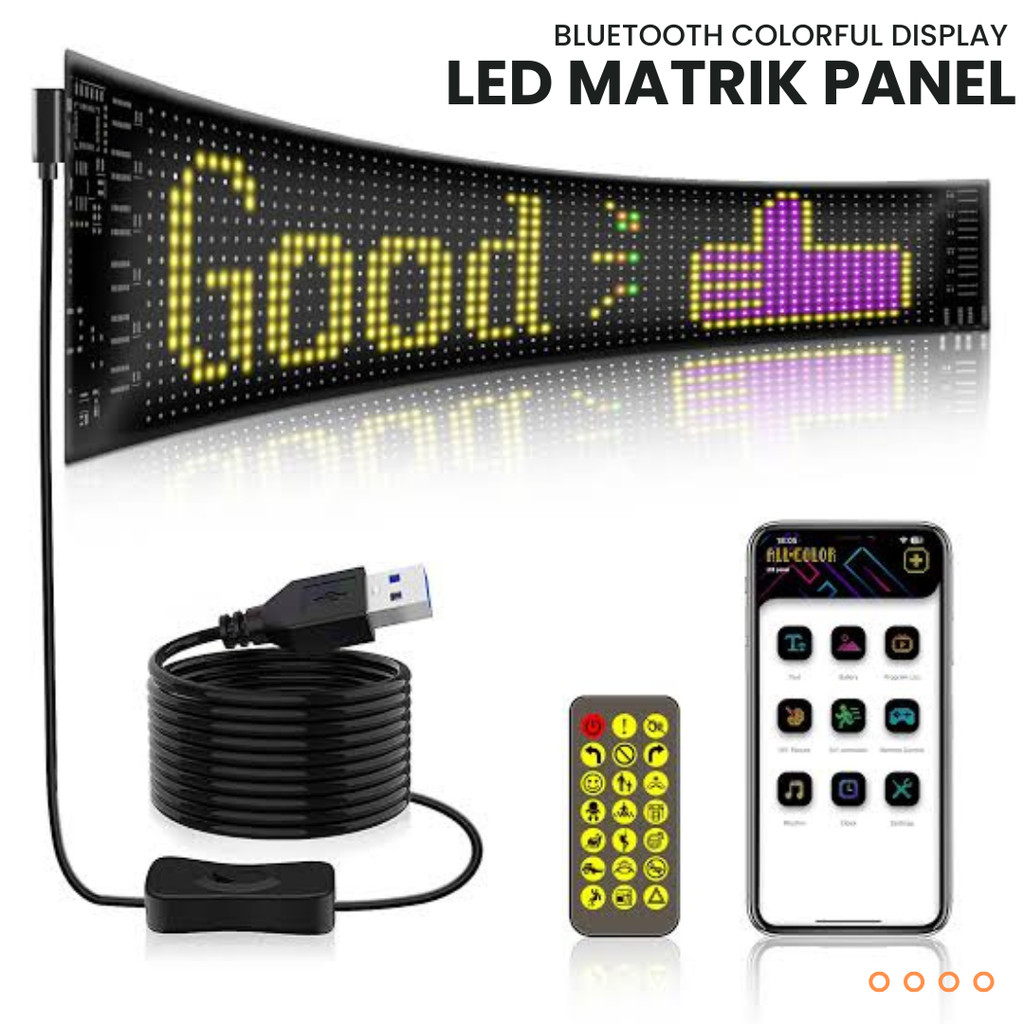 qyjsd Lampu LED Matrix Panel Teks Bluetooth Colorful Display kit 5v 595x12 cm