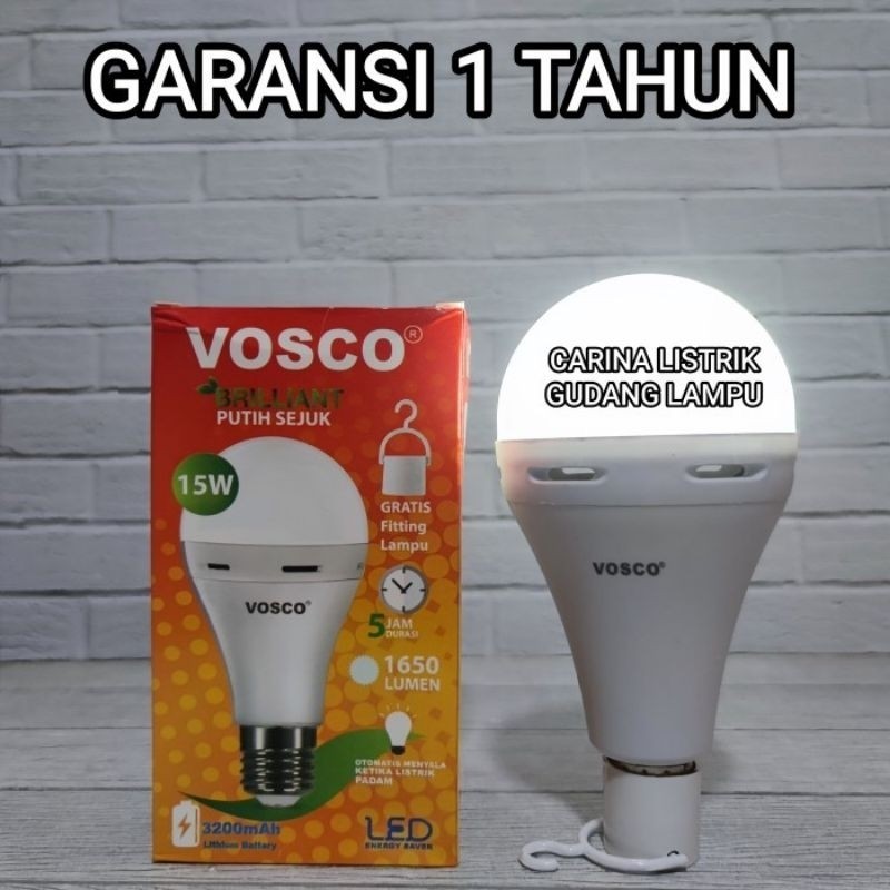 VOSCO LAMPU LED BULB 15W MAGIC GENIUS EMERGENCY AC DC 15 WATT GARANSI 1 tahun