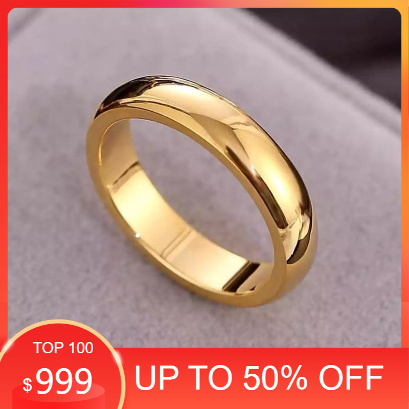 Cincin Emas Polos Warna 24 Karat Lapis Emas titanium anti karat