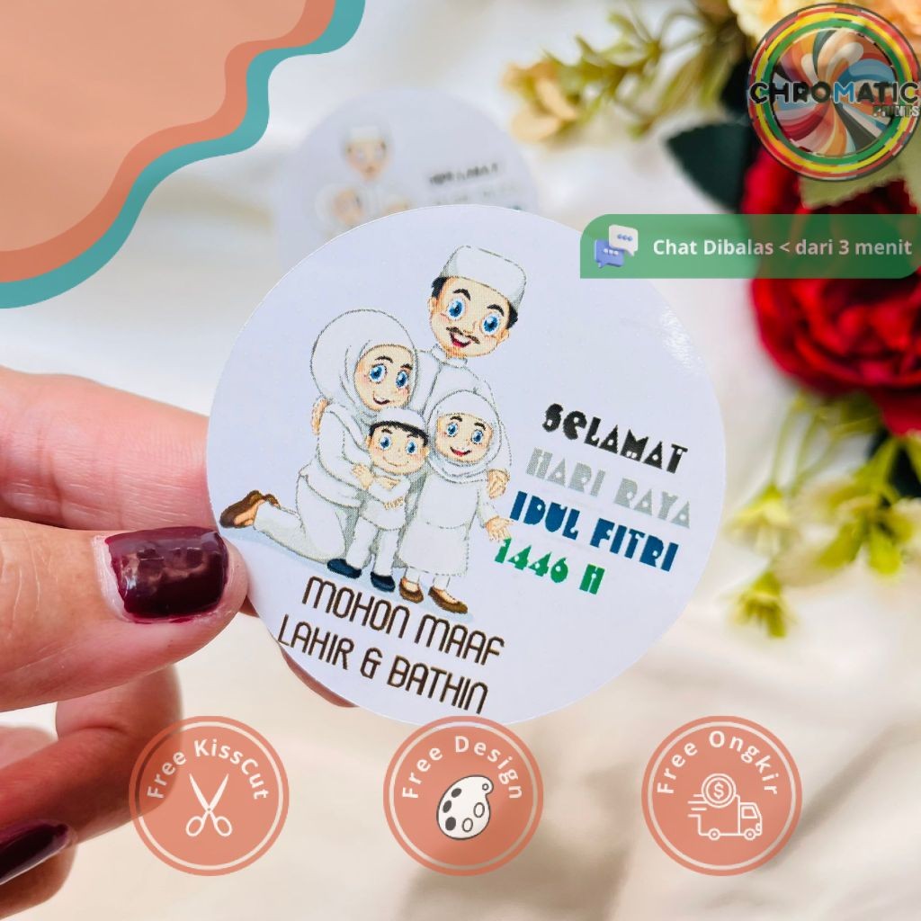 

chromatic 5-8 Sticker Bulat Label Ramadhan Stiker Toples Cookies Selamat Idul Fitri Lebaran Eid