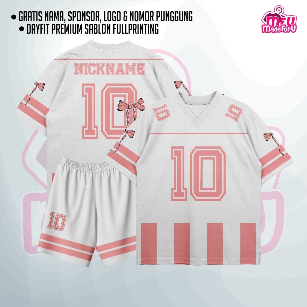 Jersey / Kaos / baju olahraga Baju Wanita/Pria Korea Coqueete Ribbon PUTIH Custom Zumba, Badminton, 