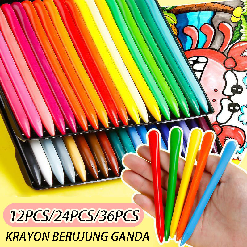

【LEMLINGER】36 Warna Krayon Plastik Tangan Tidak Kotor Krayon Plastik Anak-anak Yang Aman Dan Tidak Beracun Kuas Pewarna Bayi Yang Dapat Dicuci