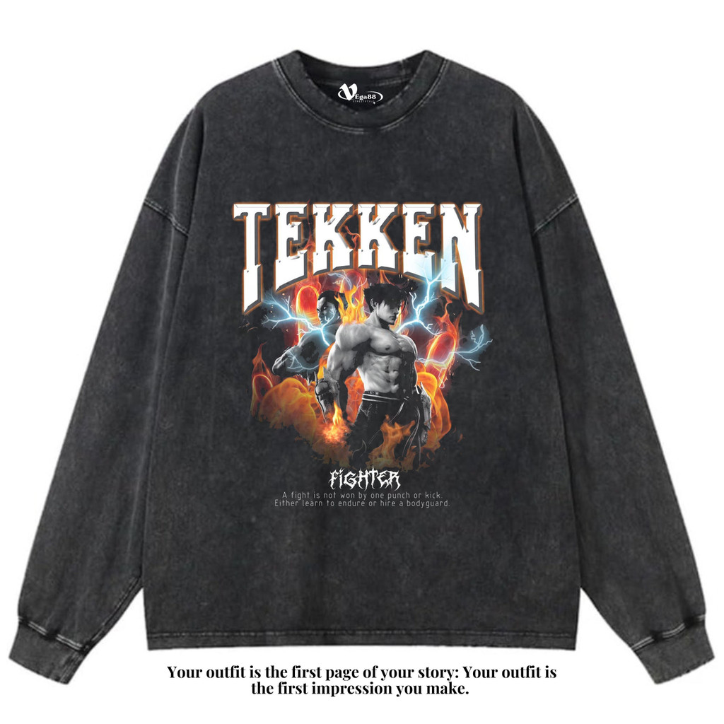 VEGA88 *Tekken fighter jin kazama* Kaos oversize longsleeve | t-shirt oversized | kaos washed | wash