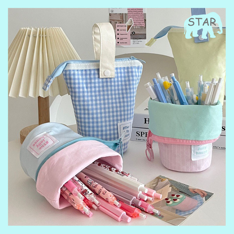 

【ready】Makeup Tempat Kotak Pensil Pencil Case Tempat Pensil Berdiri Standing Pen Case Pouch Bag Makeup