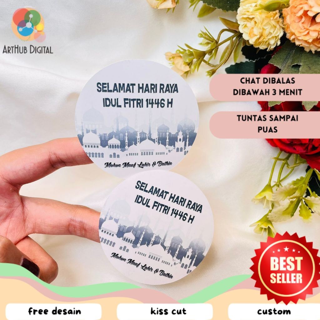

AHD 2-4 Sticker Label Lebaran Stiker Selamat Idul Fitri Bulat Kue Kering Ramadhan Eid Fitri
