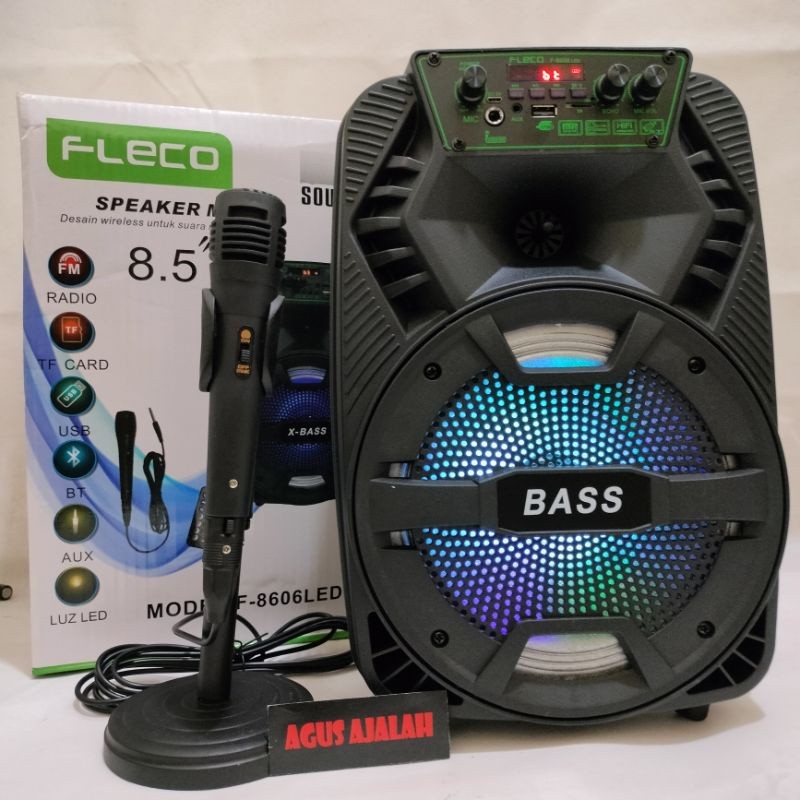 cod speker fleco f8606 8,5inch super bass salon aktip fortable super bass AGUSAJALAH