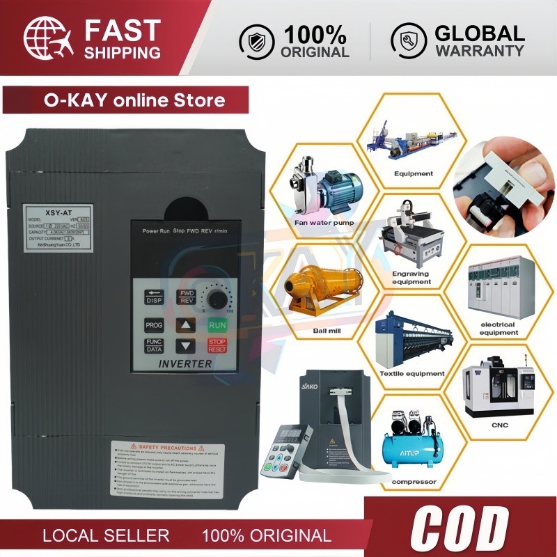 Inverter VFD 2HP 1.5KW/2.2KW – 1 Phase 220V Input ke 3 Phase Output, Speed Controller Motor 3-Phase