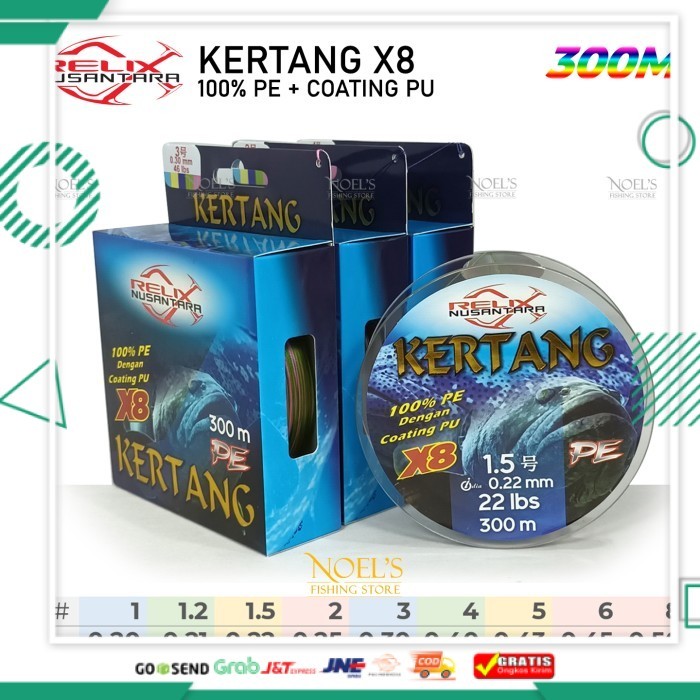 Paling Murah Senar PE Relix Nusantara KERTANG X8 | 300 meter | Braid Noels Fishing - 0.30MM - 46LB