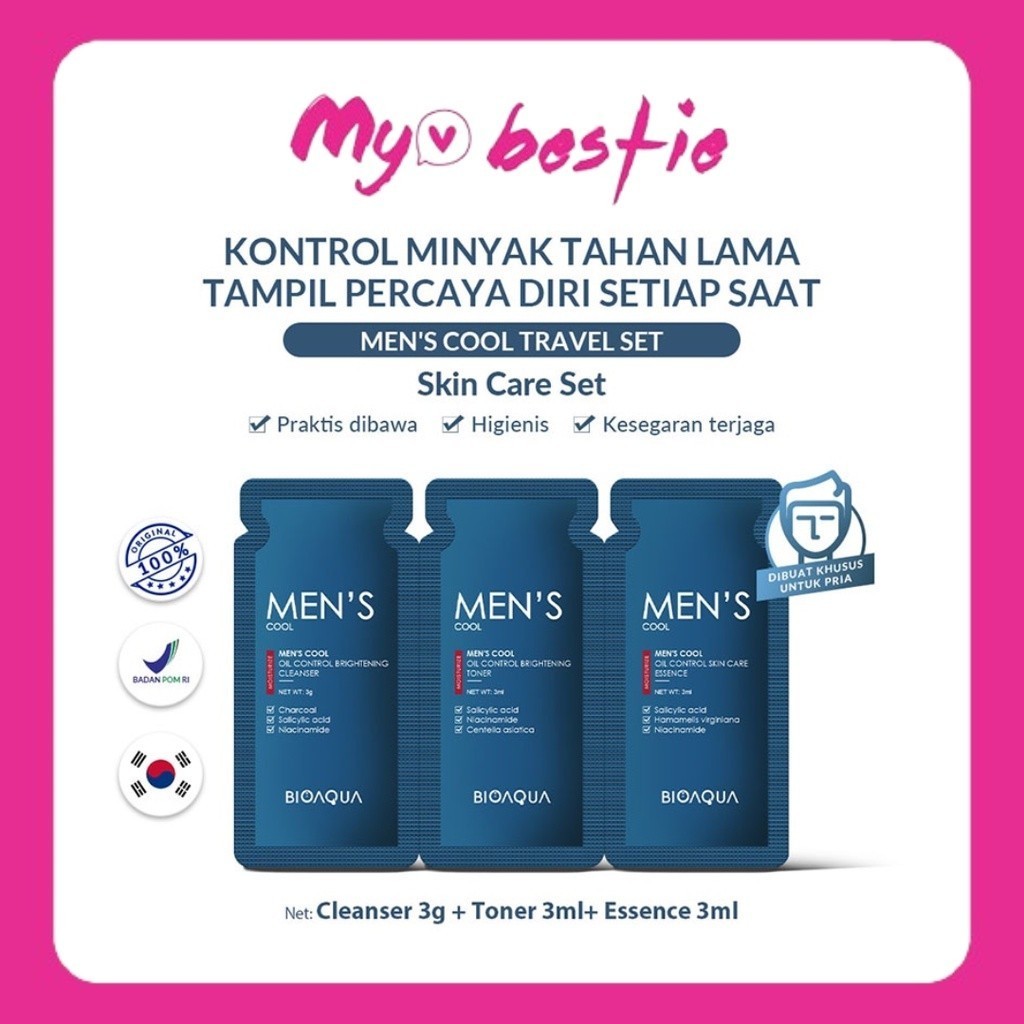 [My Bestie Choice] BIOAQUA Men's Cool Travelling Skincare Set Sample Size