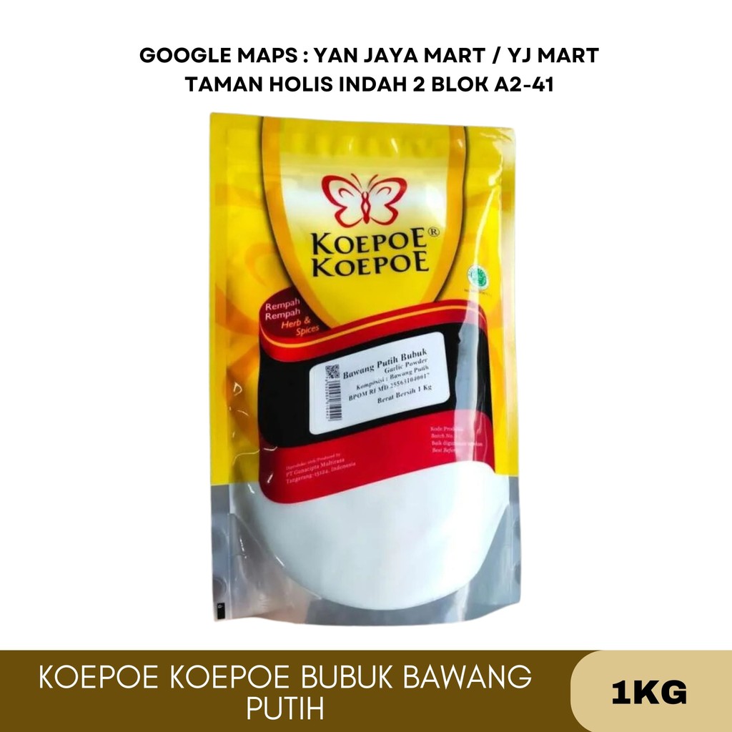 

Koepoe Koepoe Bubuk Bawang Putih / Garlic Powder / Bubuk Garlic / Kupu Kupu Kemasan 1 KG
