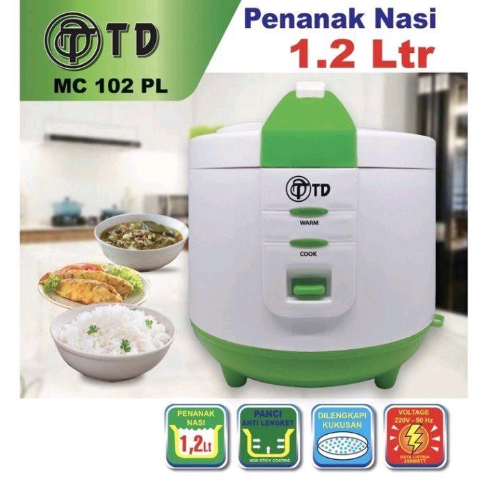 Magic Com Td 1,2 Liter Mc 102 Pl Penanak Nasi Serbaguna Td Rice Cooker 1,2Liter Td Mc102Pl