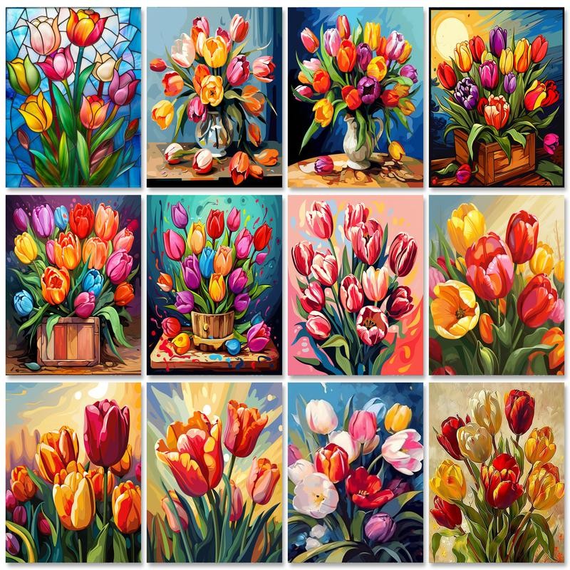 

RUOPOTY Acrylic Paint Picture Frame Painting By Numbers Kits Flower Diy Paint With Numbers Handicrafts For Home Decors