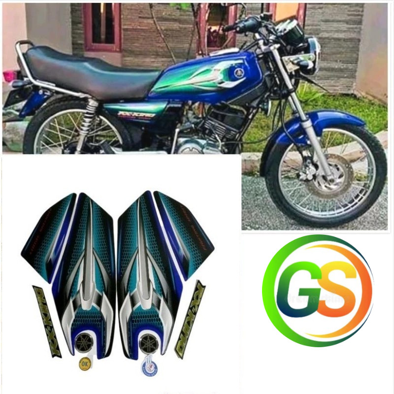 striping rx king 2007 biru set emblem timbul, lis body rx king 2007 biru komplit emblem timbul